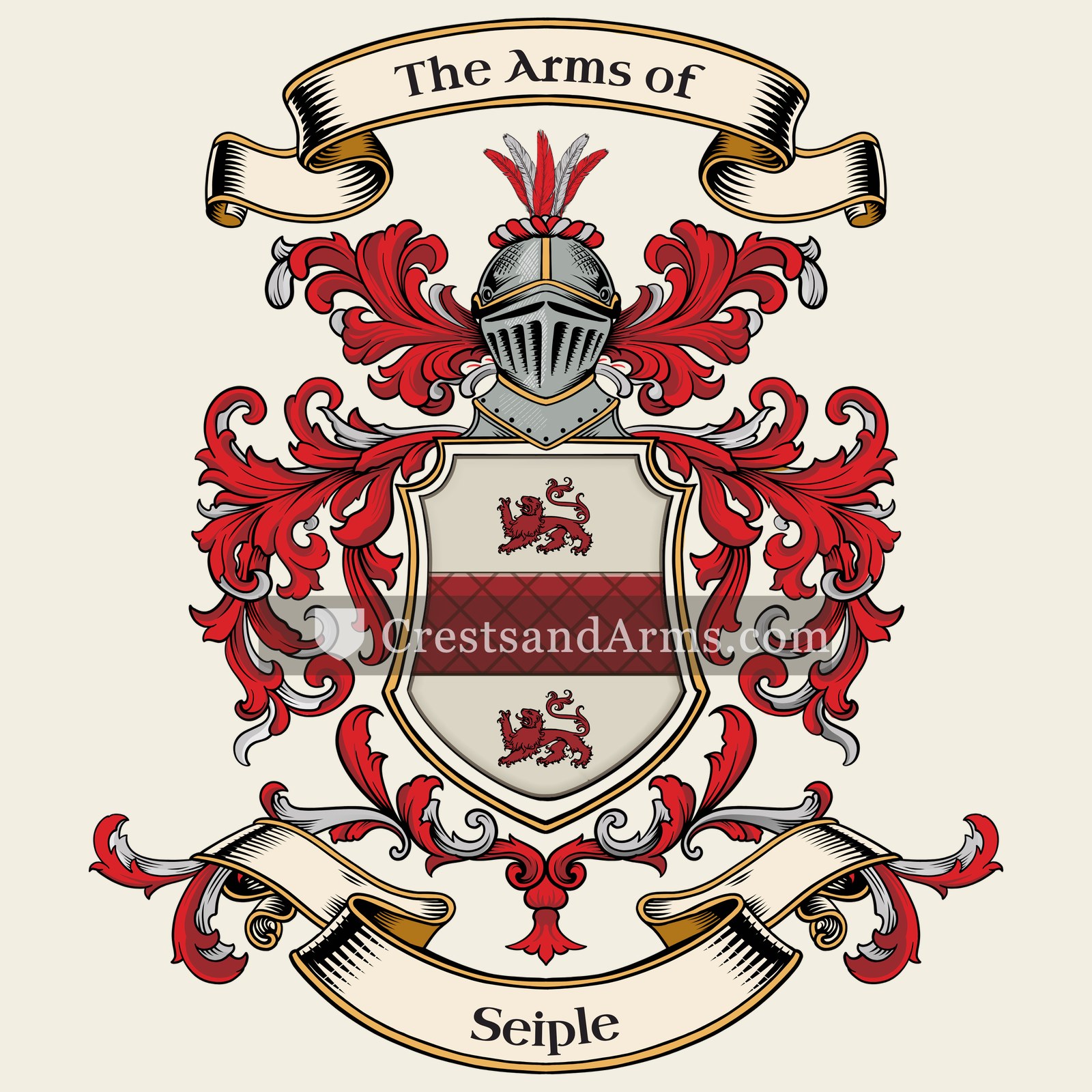The Seiple coat of arms, drawn from the recorded blazon