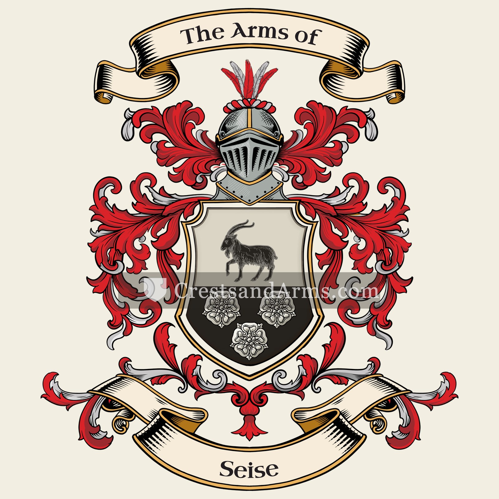 The Seise coat of arms, drawn from the recorded blazon