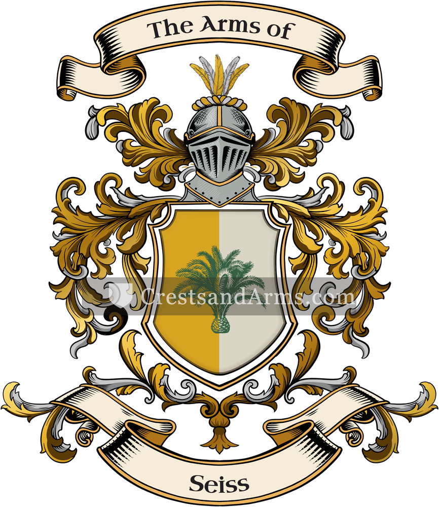 The Seiss coat of arms, drawn from the recorded blazon