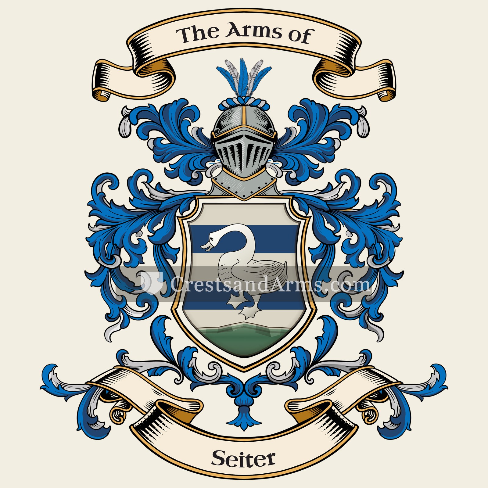 The Seiter coat of arms, drawn from the recorded blazon