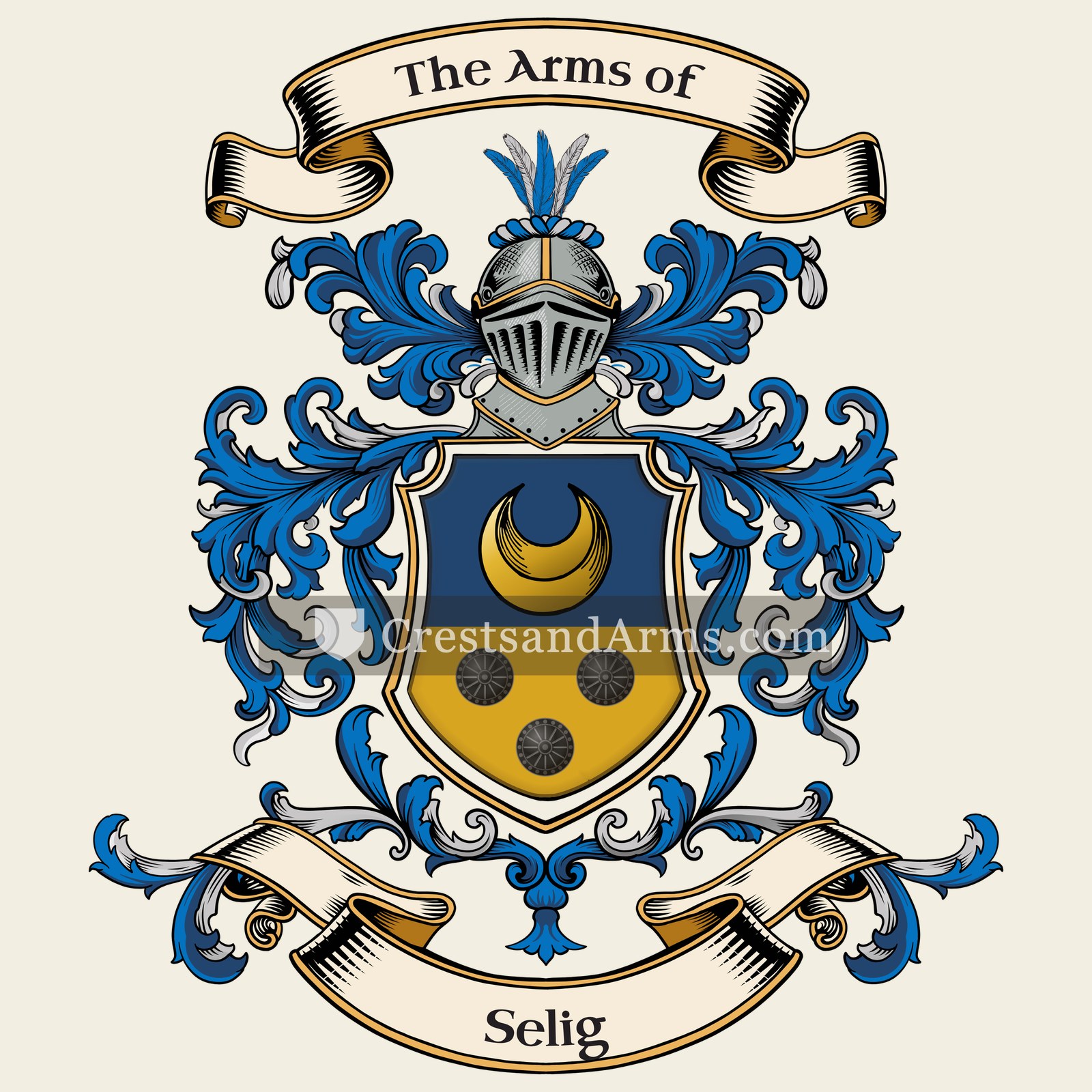 The Selig coat of arms, drawn from the recorded blazon