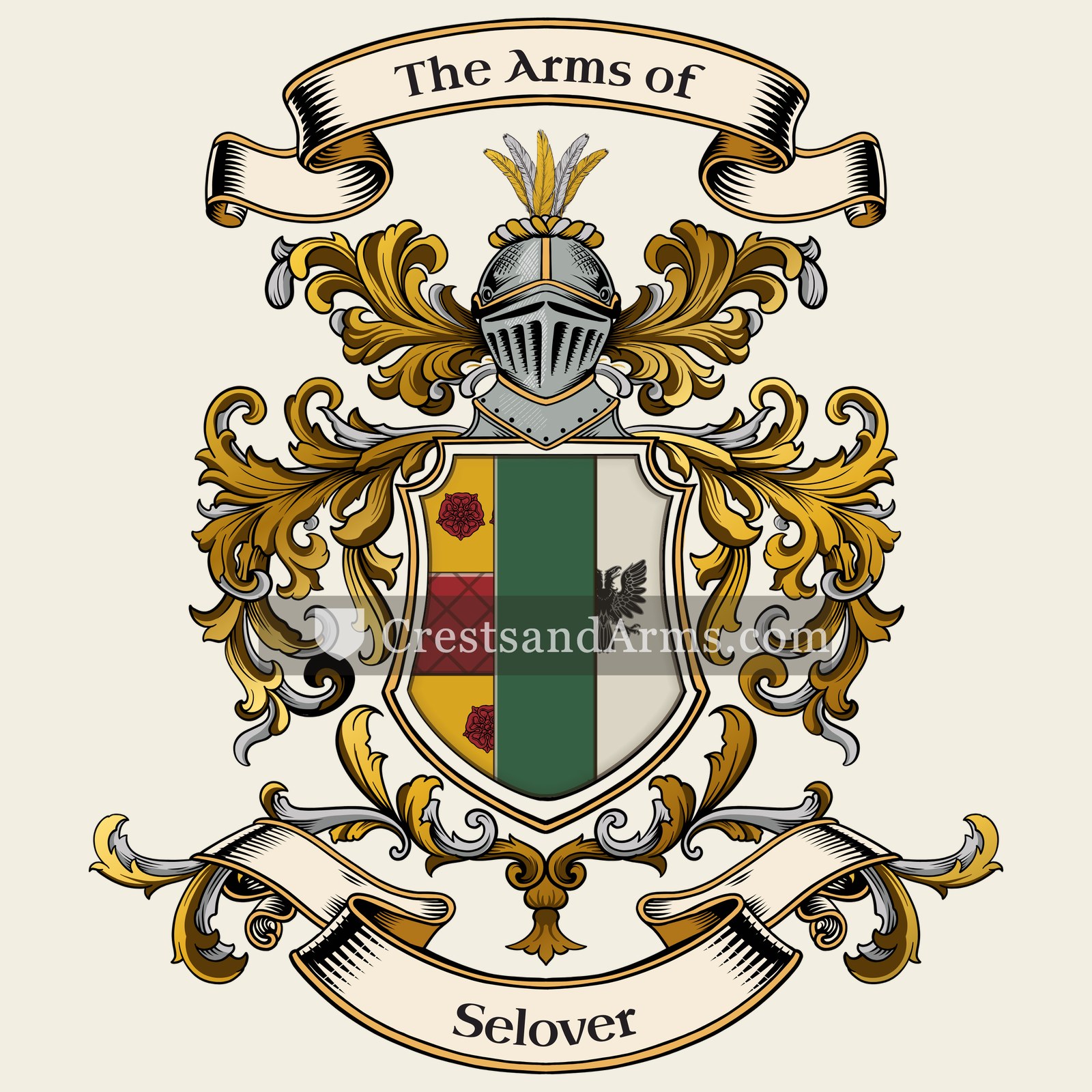 The Selover coat of arms, drawn from the recorded blazon