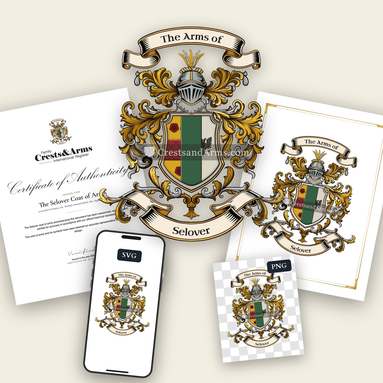The Selover arms on the coat of arms — digital pack
