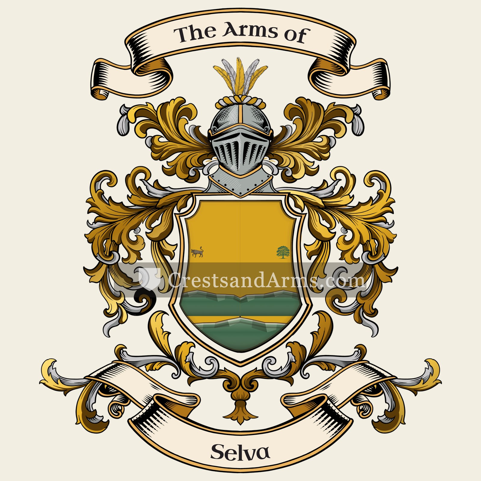 The Selva coat of arms, drawn from the recorded blazon