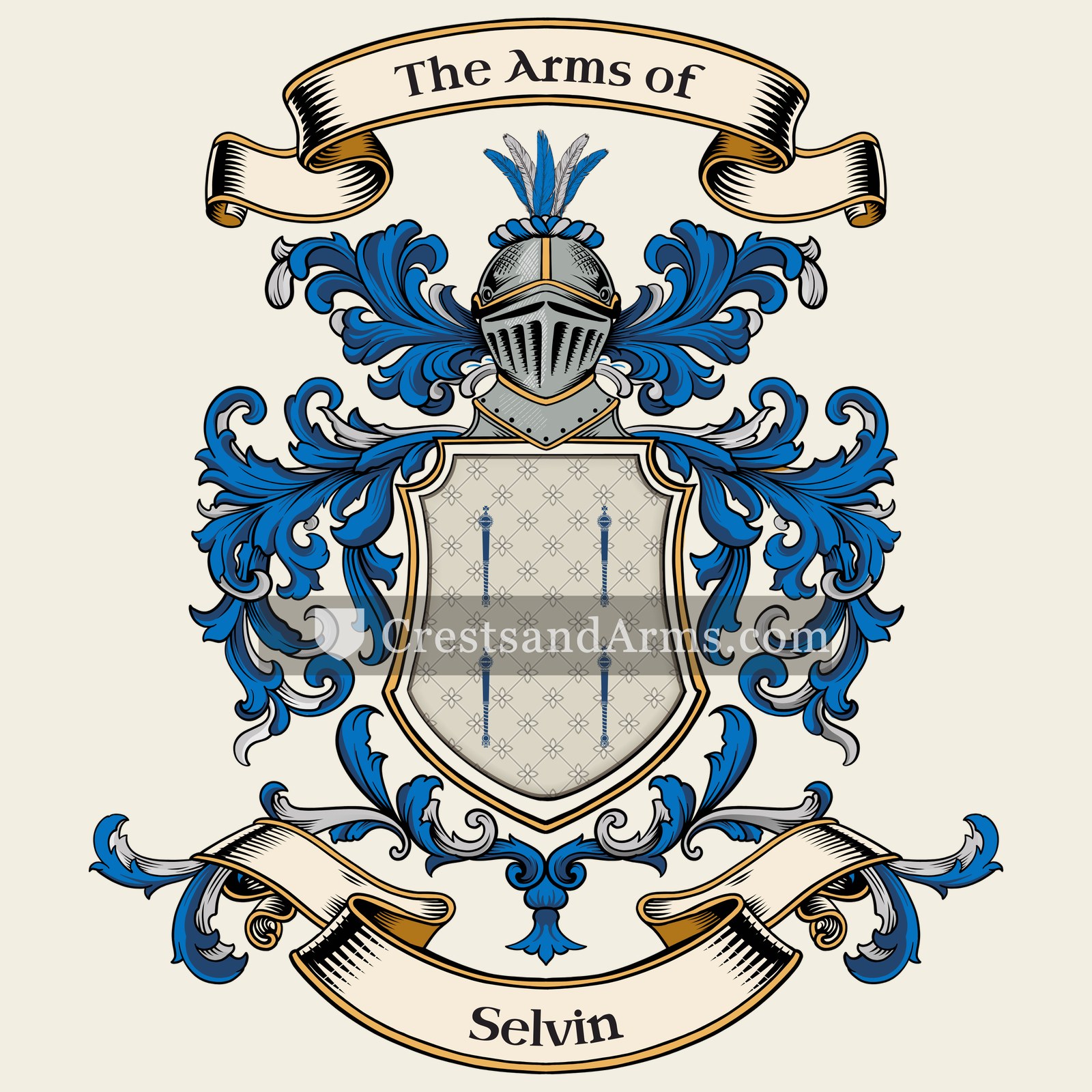 The Selvin coat of arms, drawn from the recorded blazon