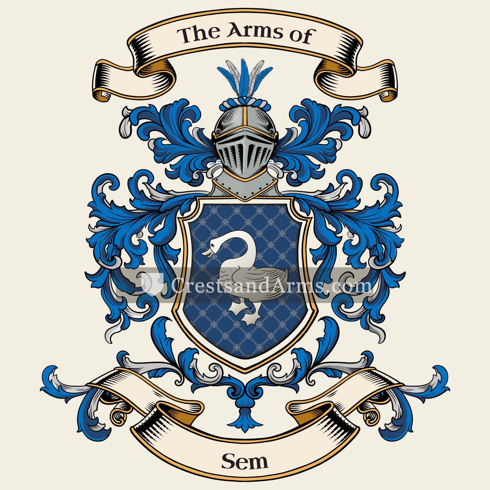 The Sem coat of arms, drawn from the recorded blazon