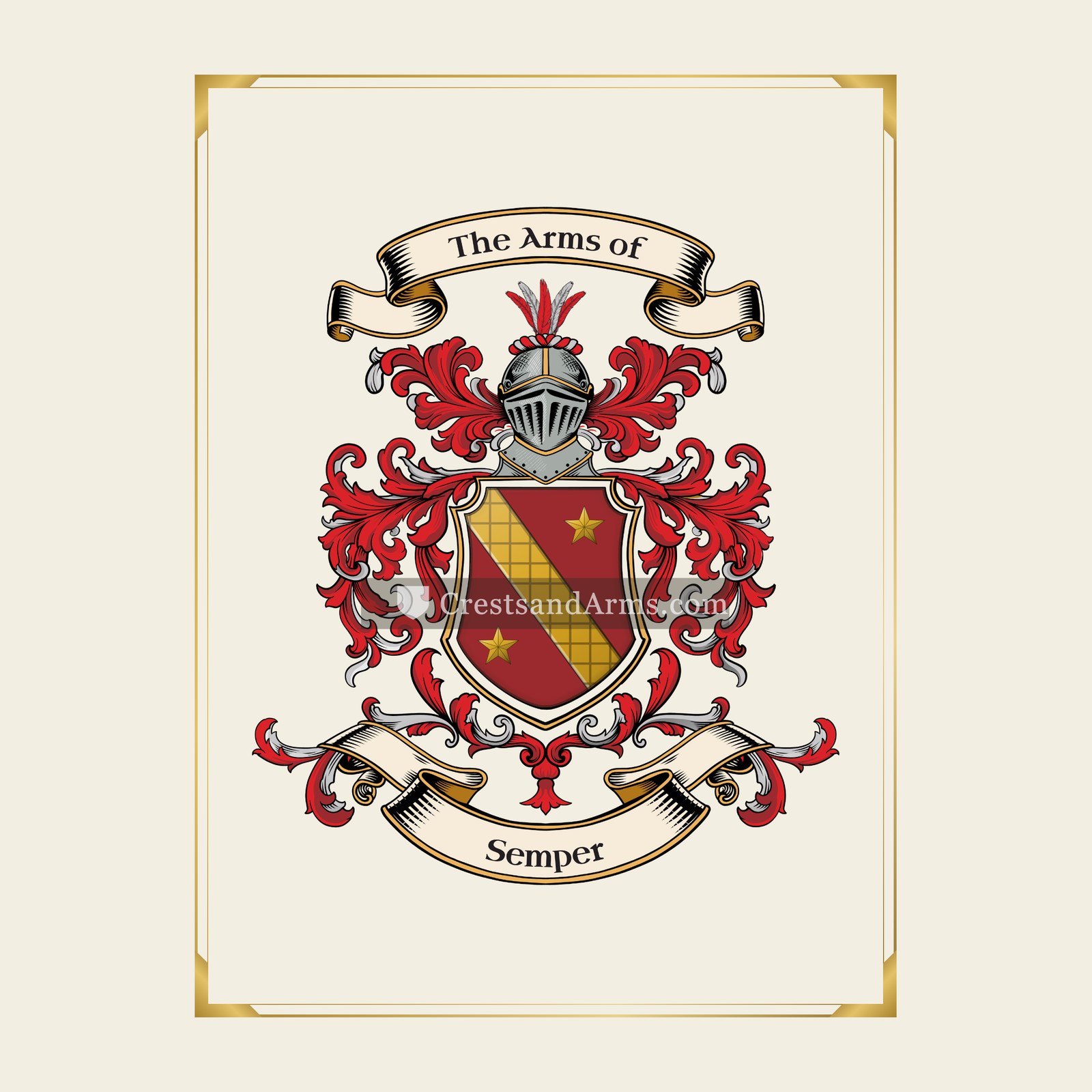 With gold border