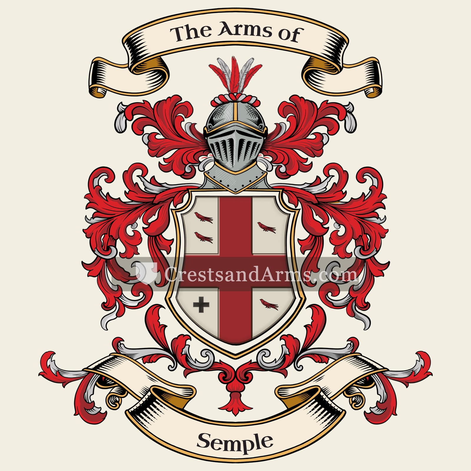 The Semple coat of arms, drawn from the recorded blazon