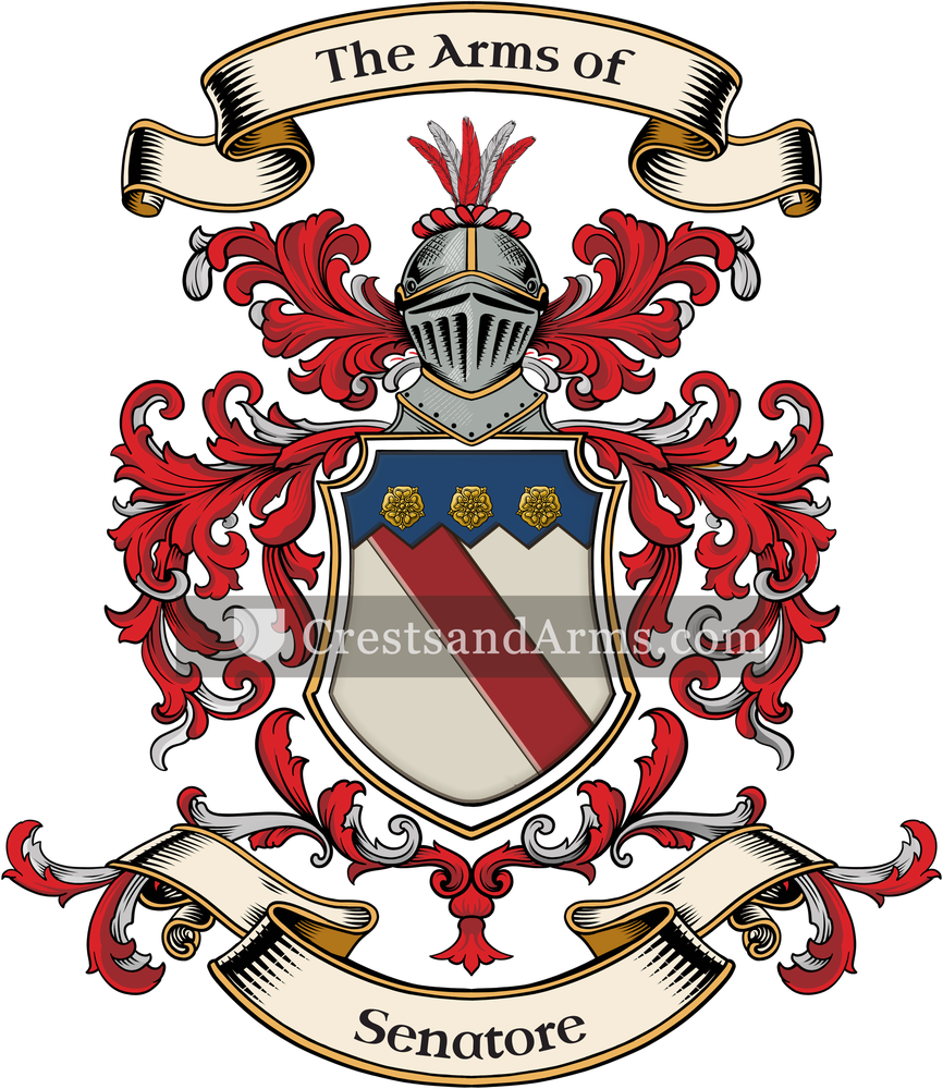 The Senatore coat of arms, drawn from the recorded blazon