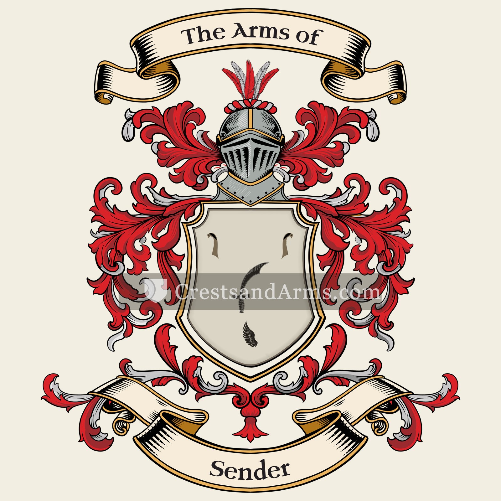 The Sender coat of arms, drawn from the recorded blazon