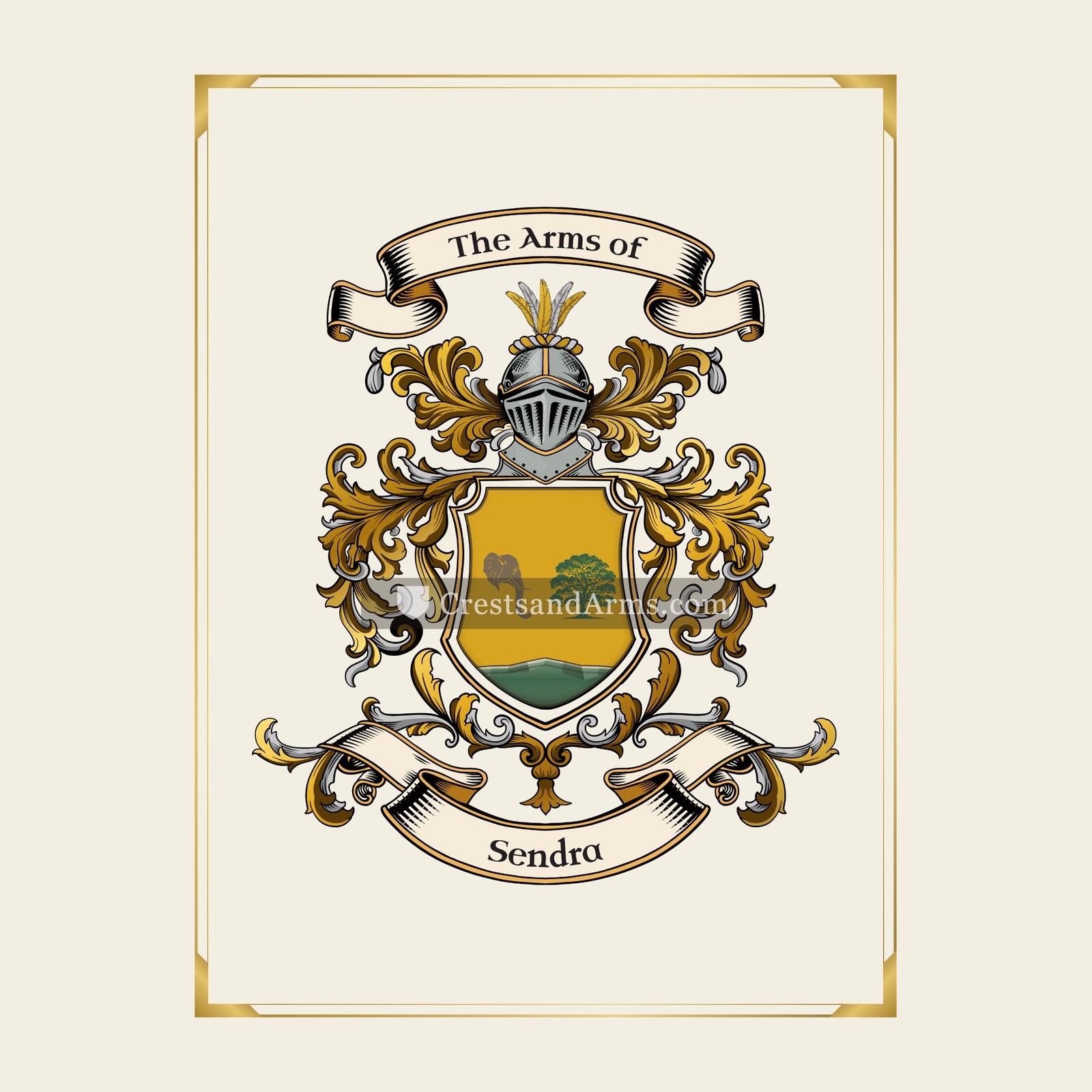 With gold border