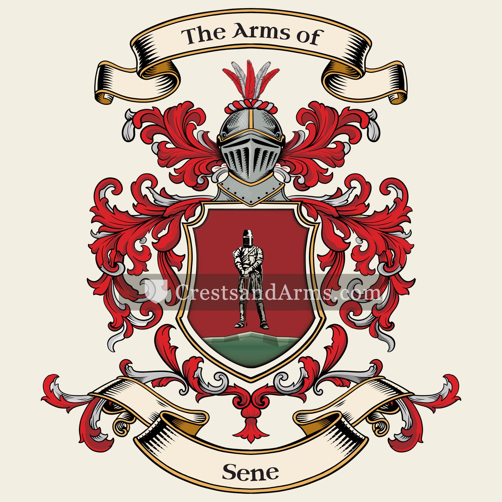 The Sene coat of arms, drawn from the recorded blazon