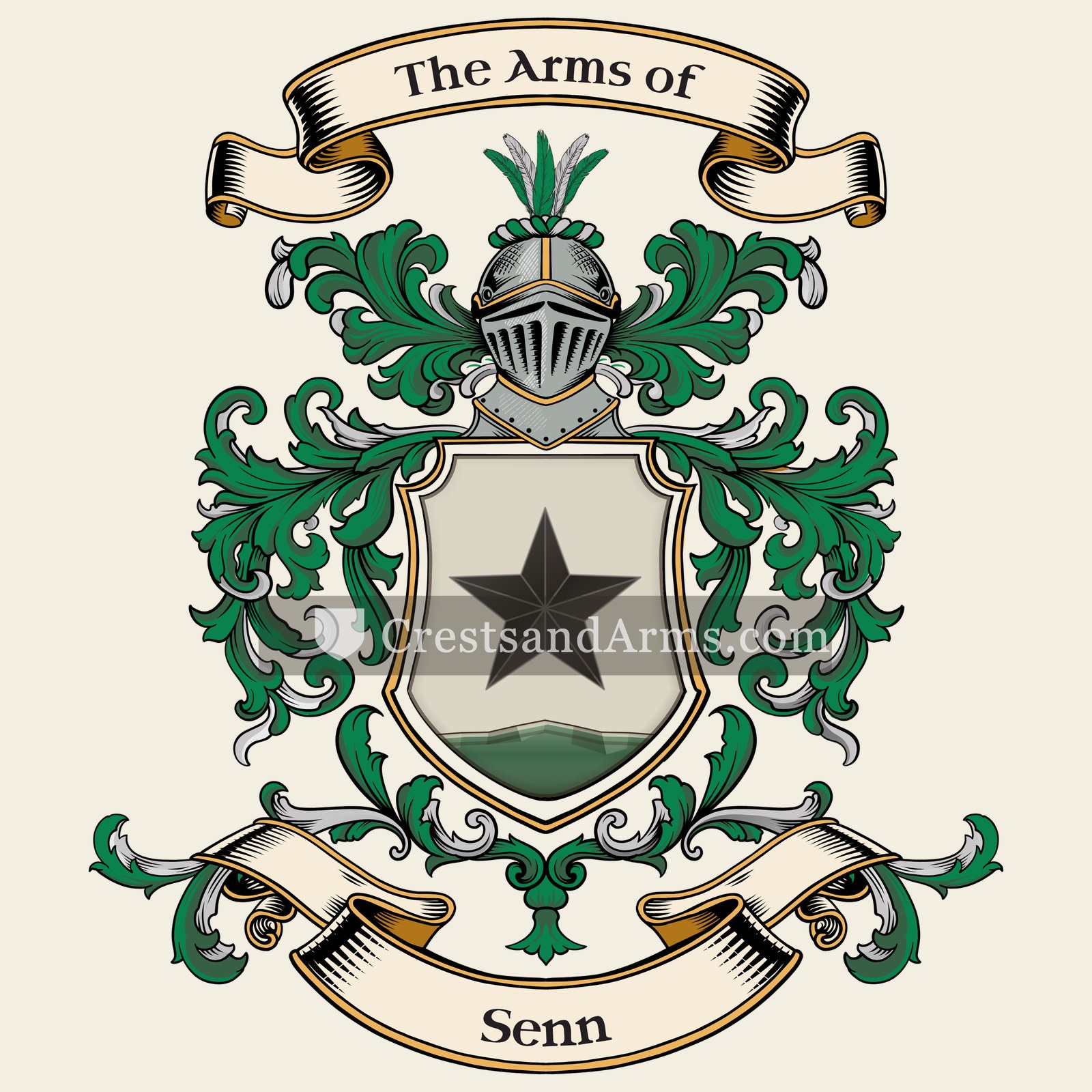 The Senn coat of arms, drawn from the recorded blazon