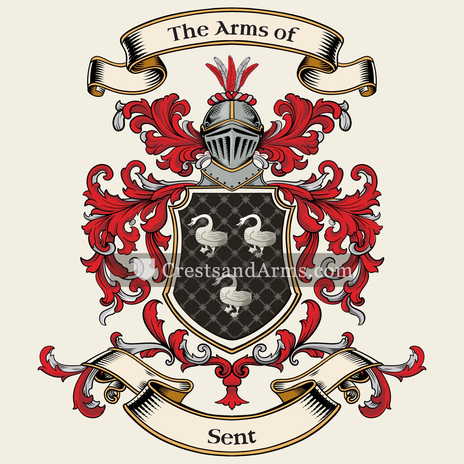 The Sent coat of arms, drawn from the recorded blazon