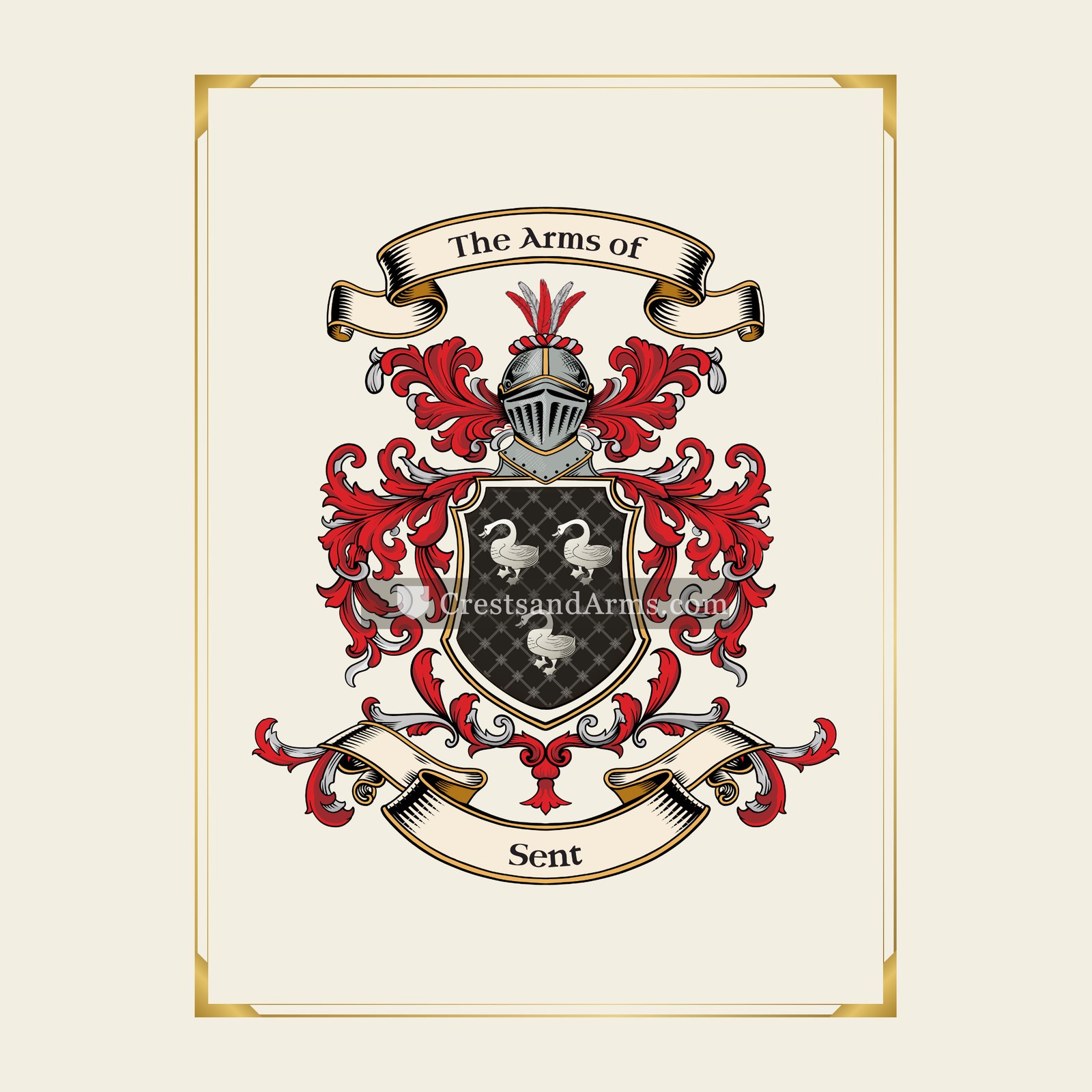 With gold border