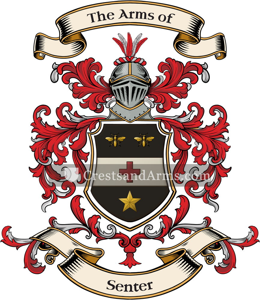 The Senter coat of arms, drawn from the recorded blazon