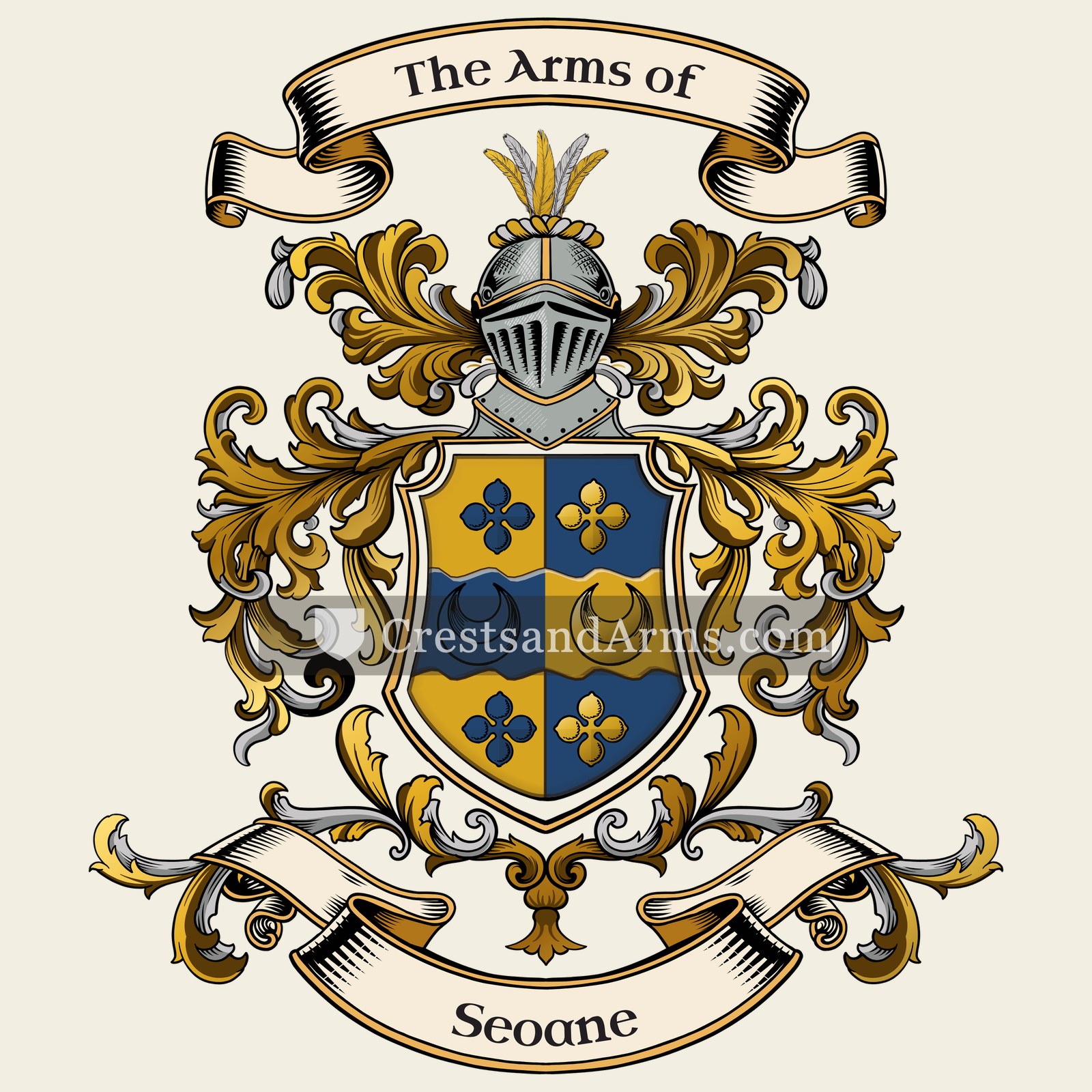 The Seoane coat of arms, drawn from the recorded blazon