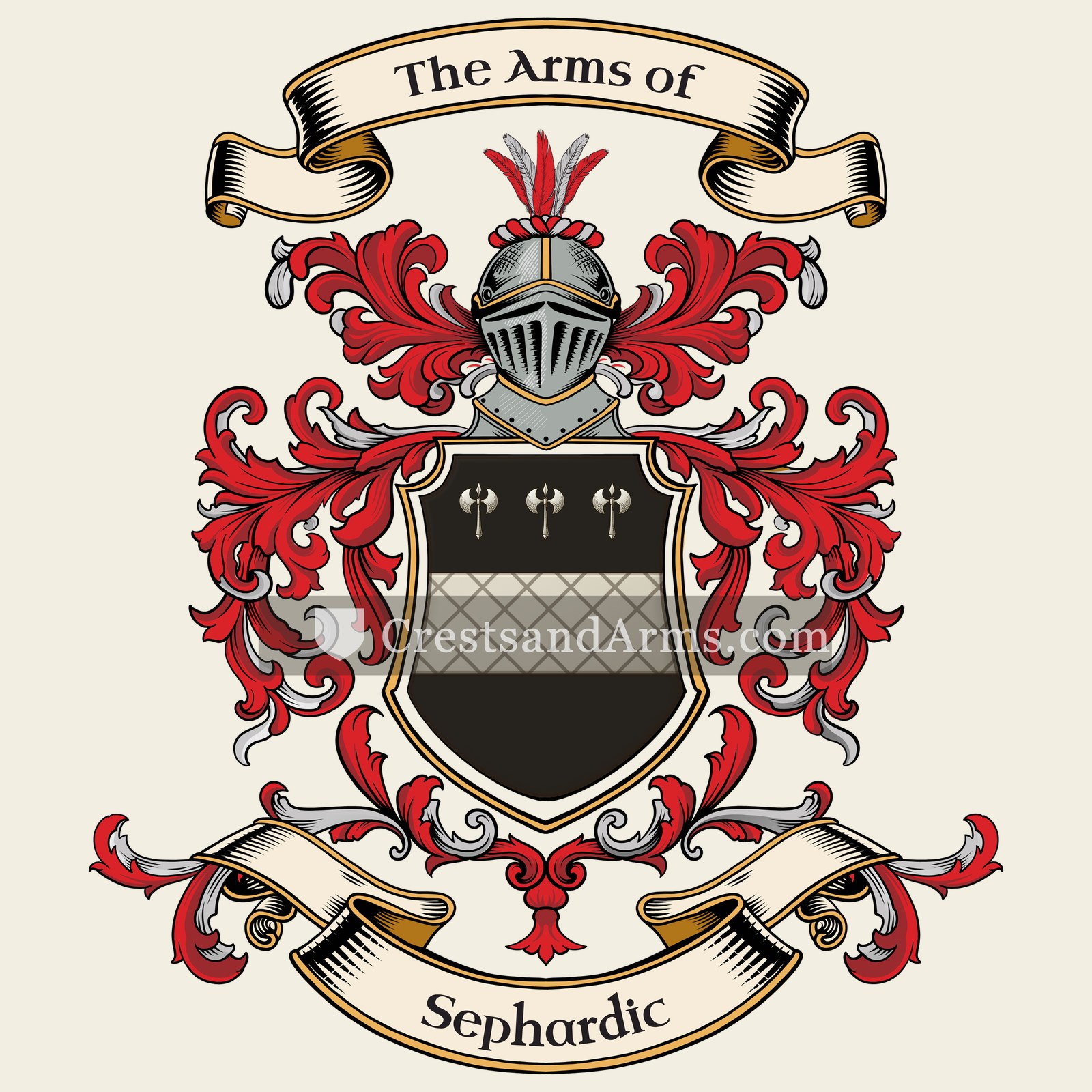 The Sephardic coat of arms, drawn from the recorded blazon