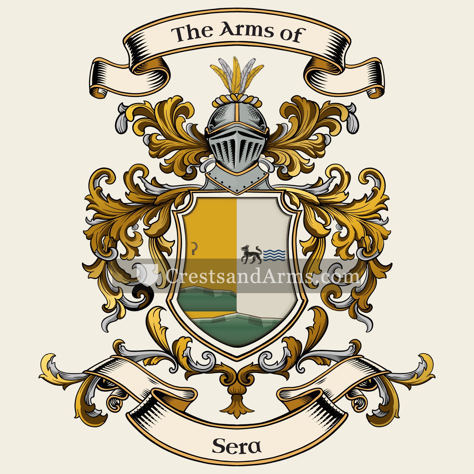 The Sera coat of arms, drawn from the recorded blazon
