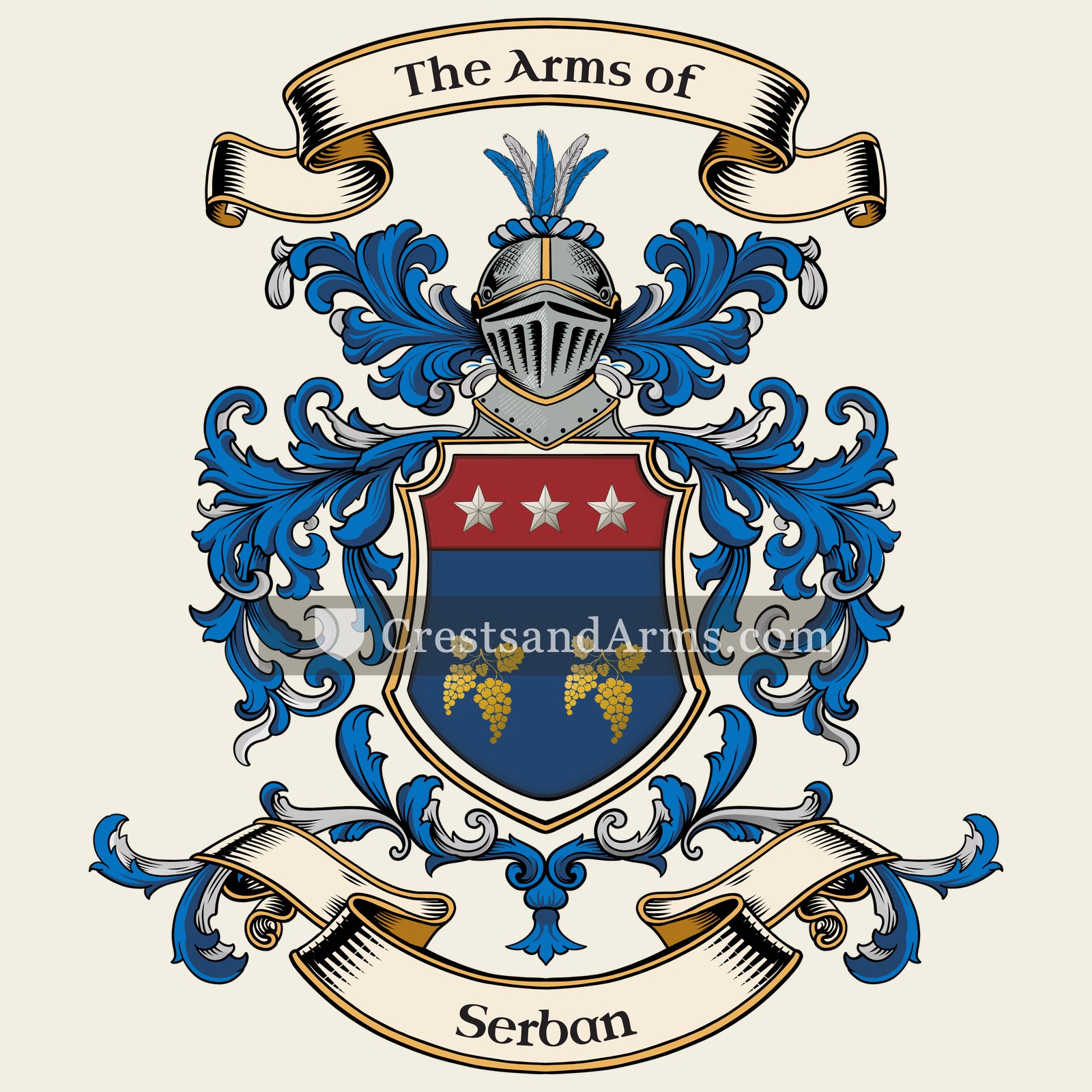 The Serban coat of arms, drawn from the recorded blazon