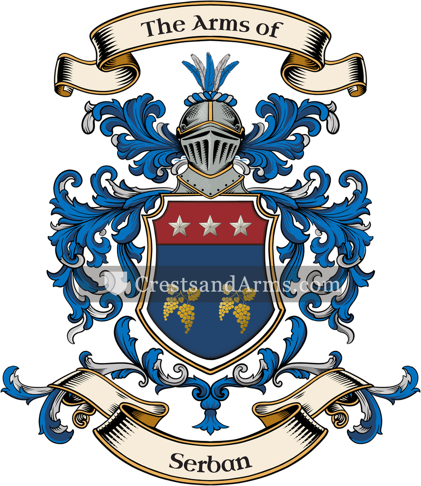 The Serban coat of arms, drawn from the recorded blazon