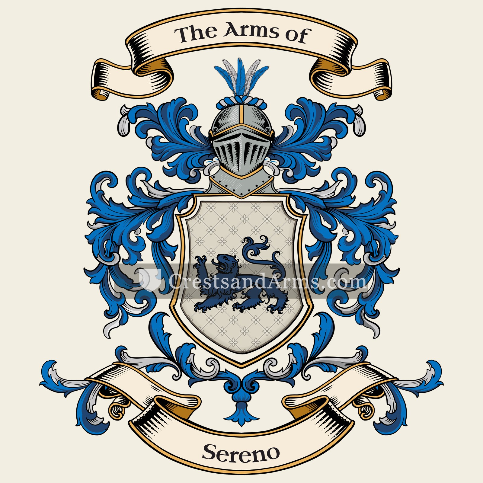 The Sereno coat of arms, drawn from the recorded blazon
