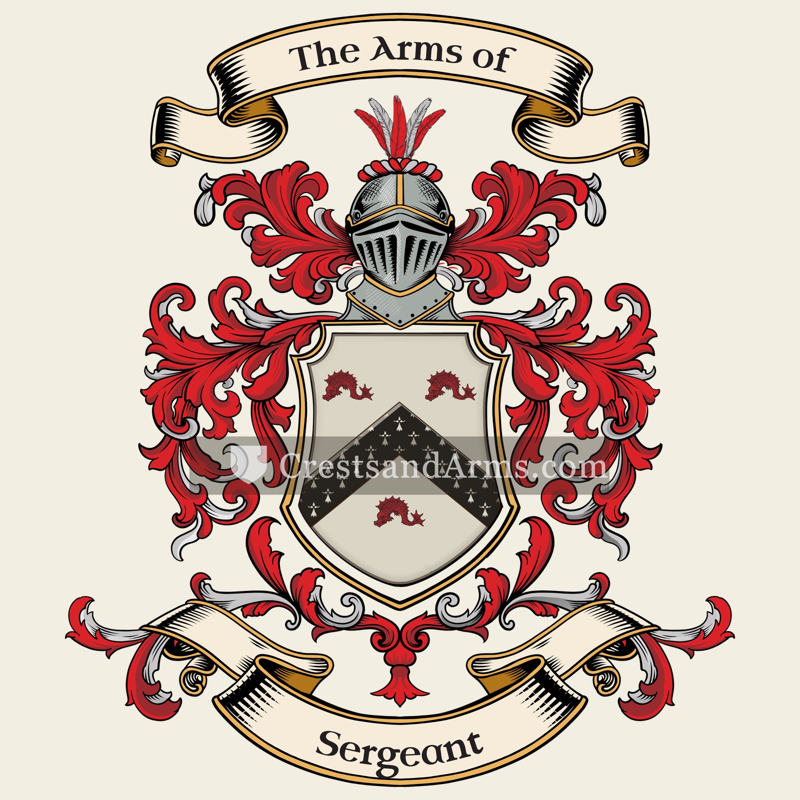 The Sergeant coat of arms, drawn from the recorded blazon