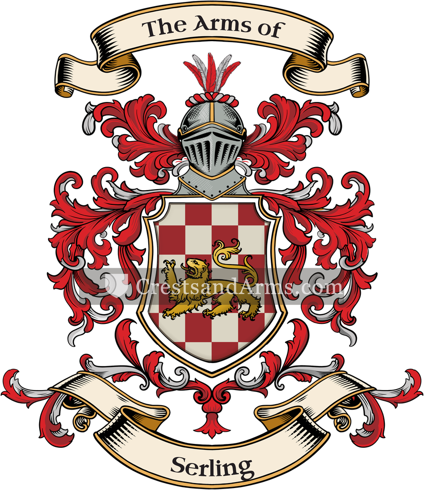 The Serling coat of arms, drawn from the recorded blazon