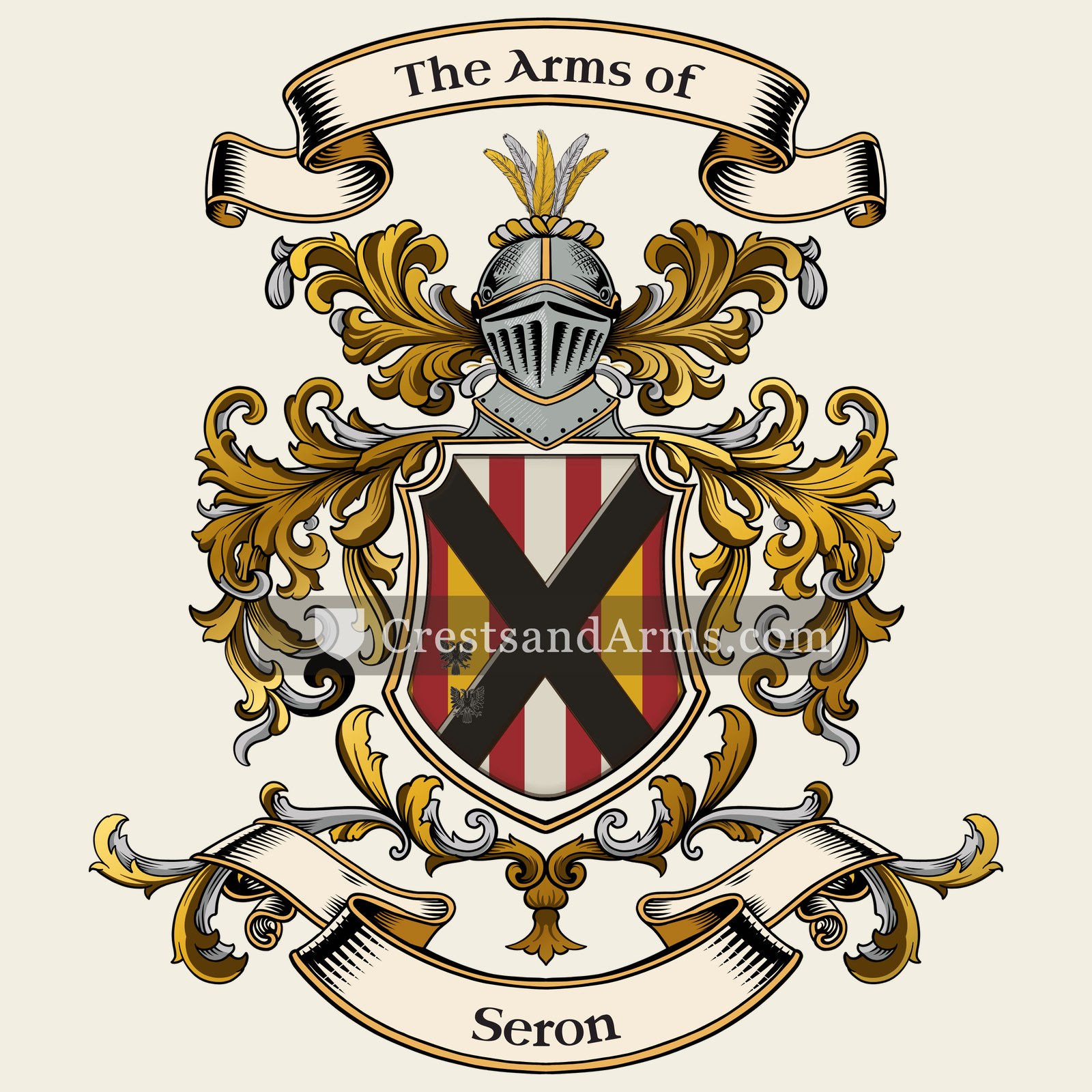 The Seron coat of arms, drawn from the recorded blazon