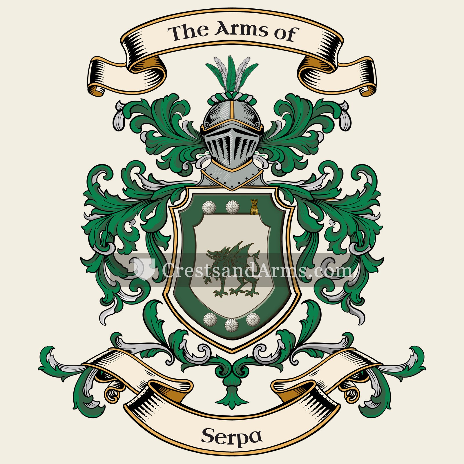 The Serpa coat of arms, drawn from the recorded blazon
