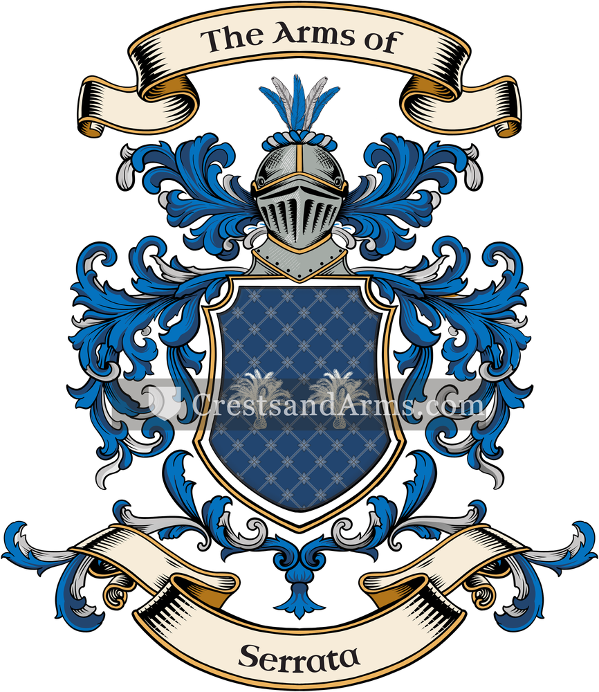 The Serrata coat of arms, drawn from the recorded blazon