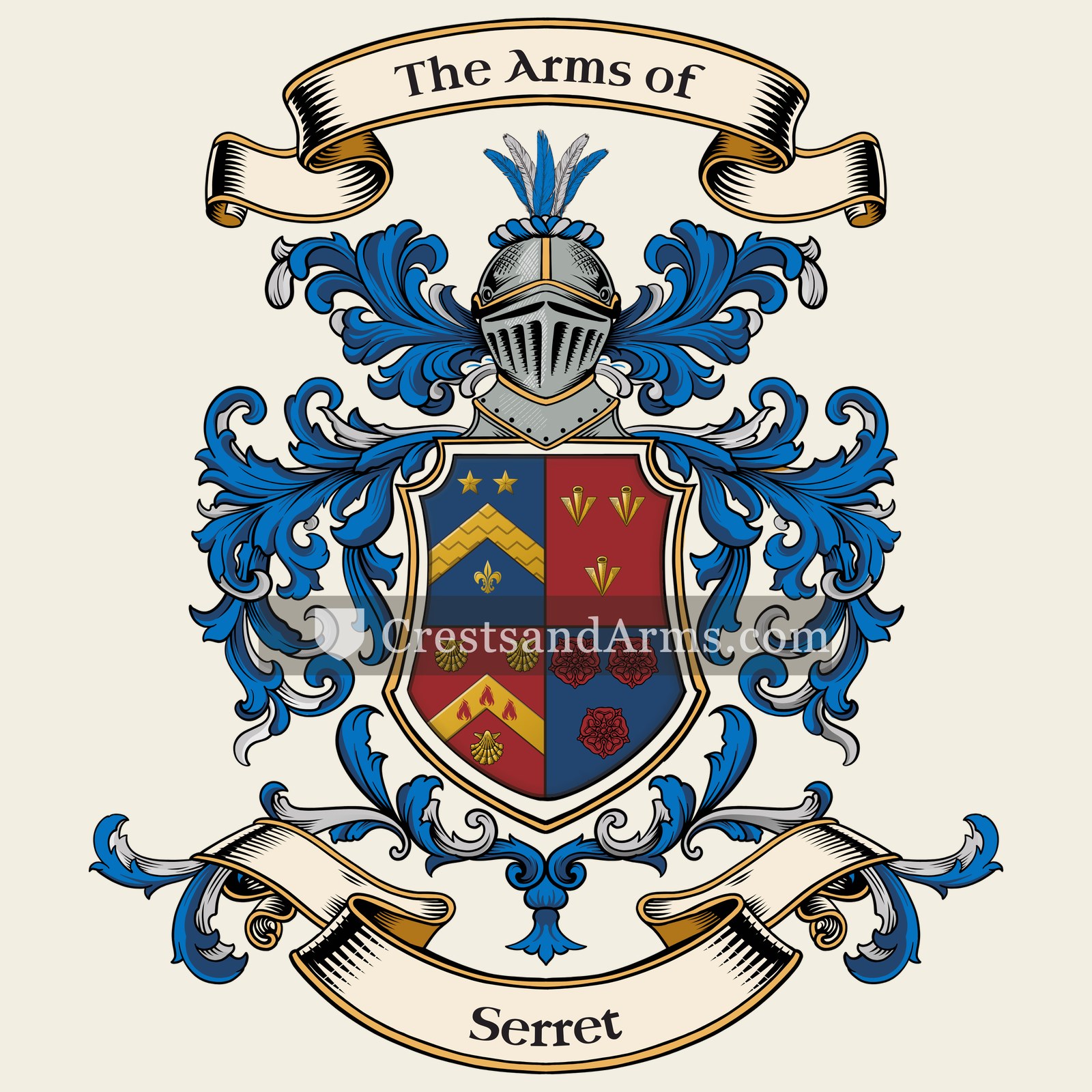 The Serret coat of arms, drawn from the recorded blazon