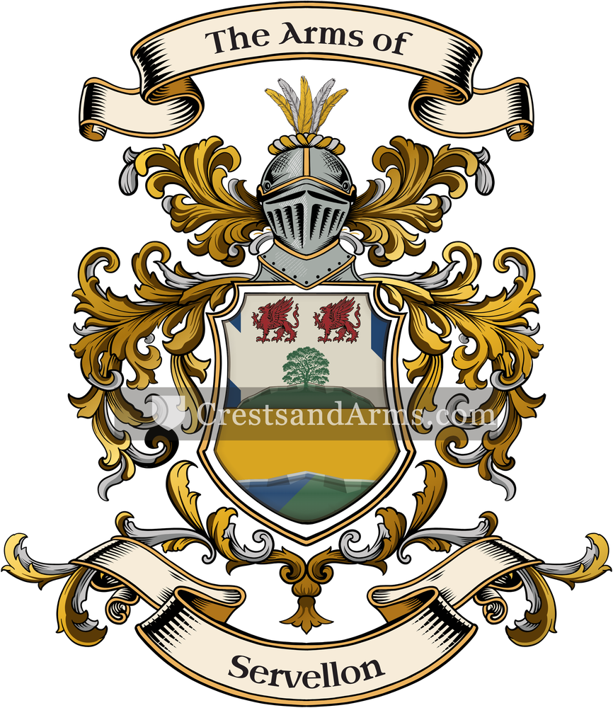 The Servellon coat of arms, drawn from the recorded blazon