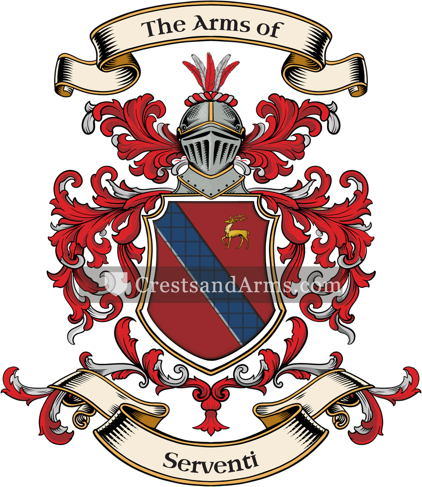 The Serventi coat of arms, drawn from the recorded blazon