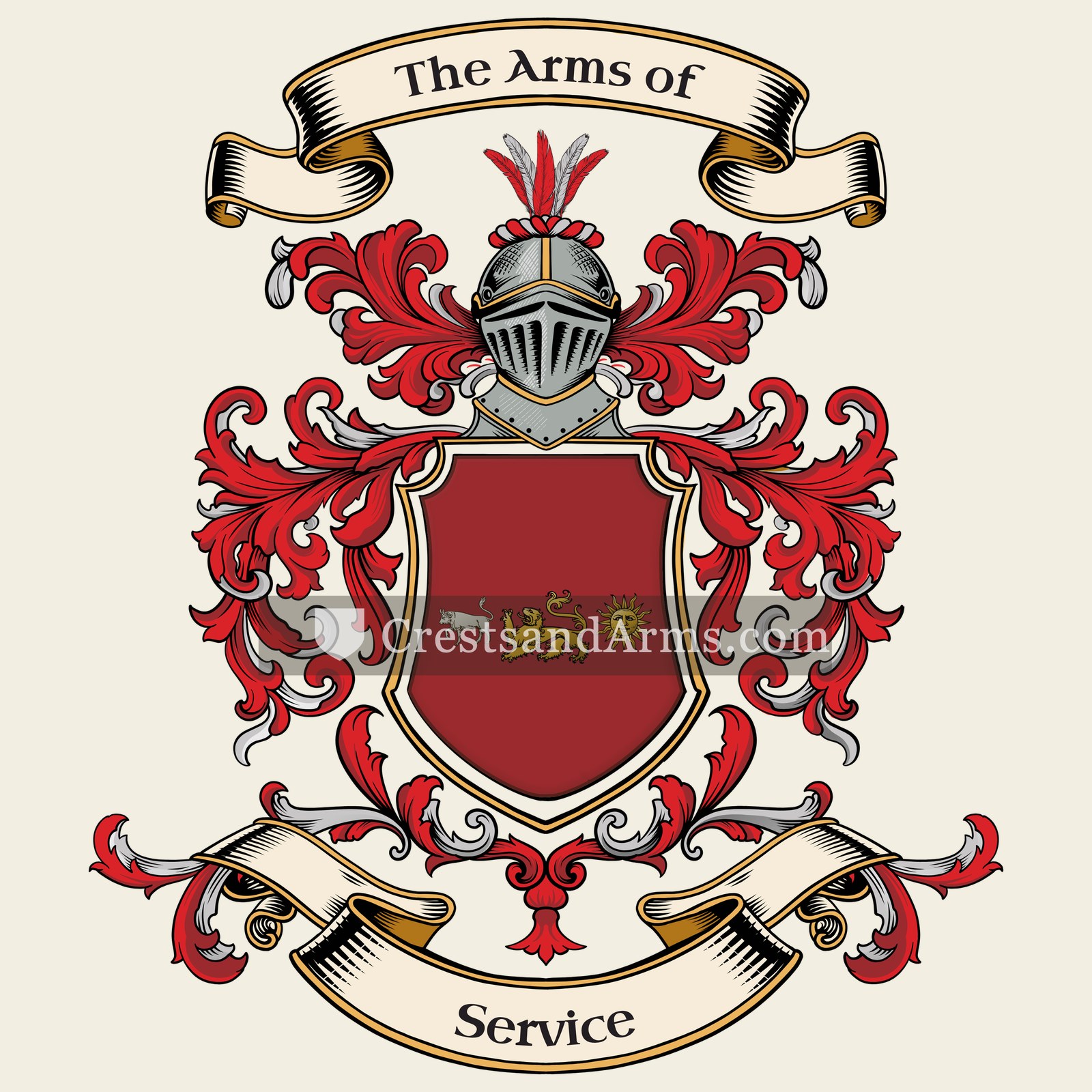 The Service coat of arms, drawn from the recorded blazon