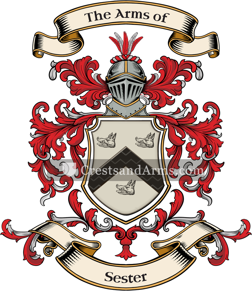The Sester coat of arms, drawn from the recorded blazon