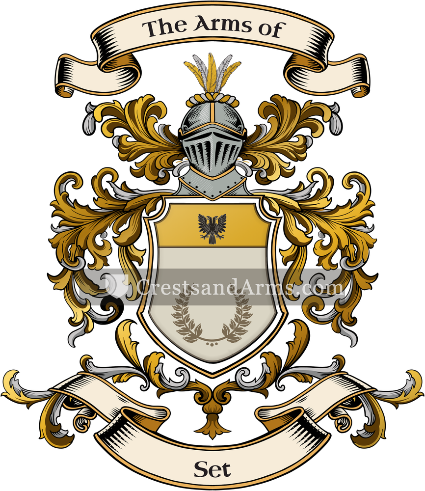 The Set coat of arms, drawn from the recorded blazon