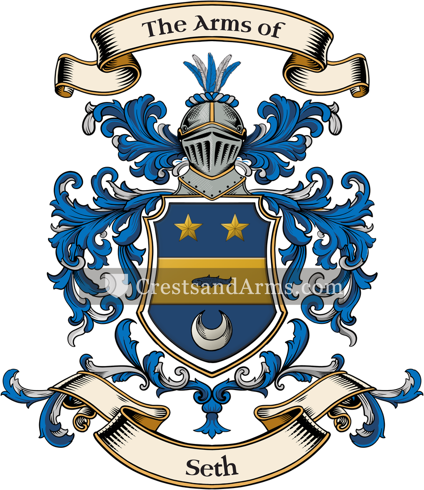 The Seth coat of arms, drawn from the recorded blazon