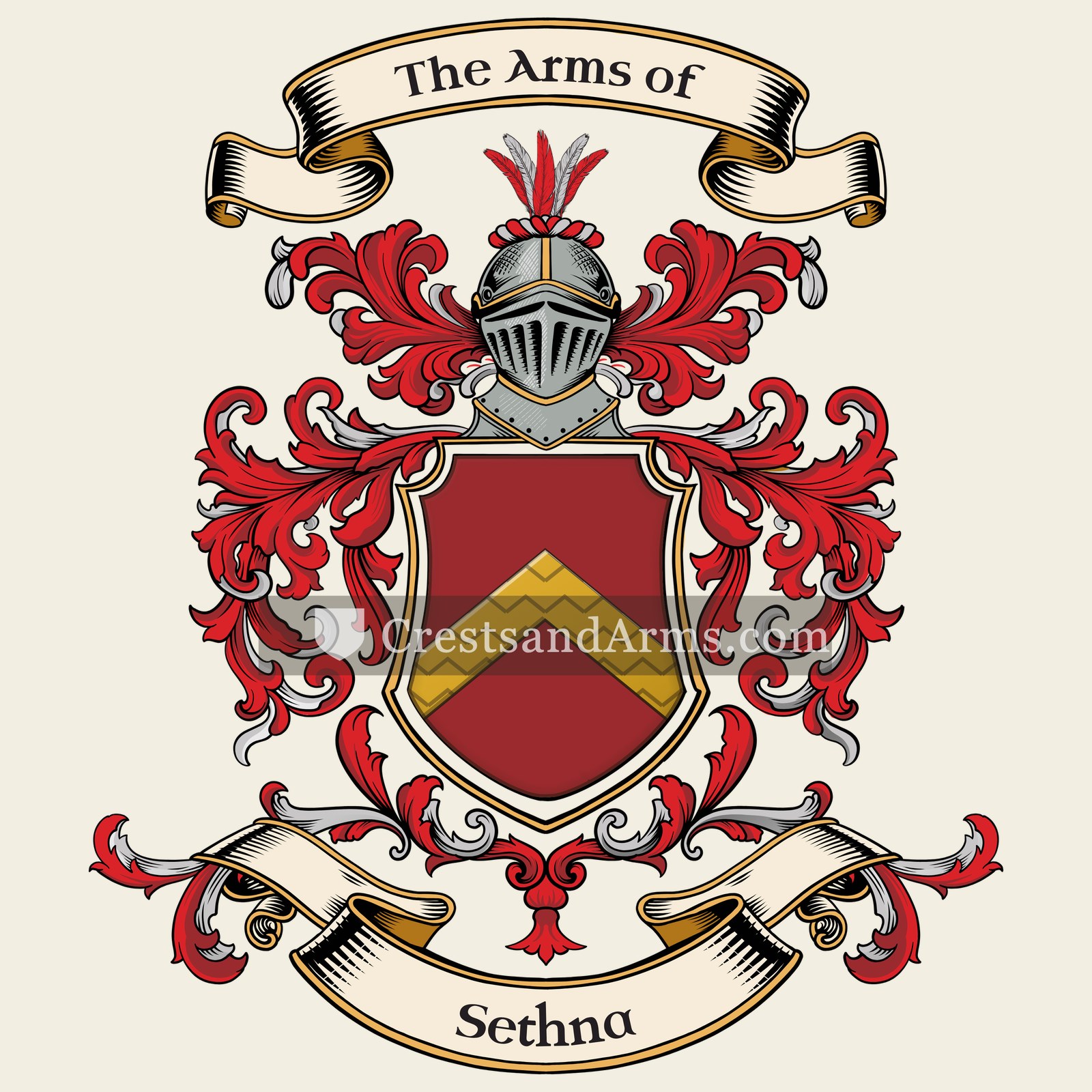 The Sethna coat of arms, drawn from the recorded blazon