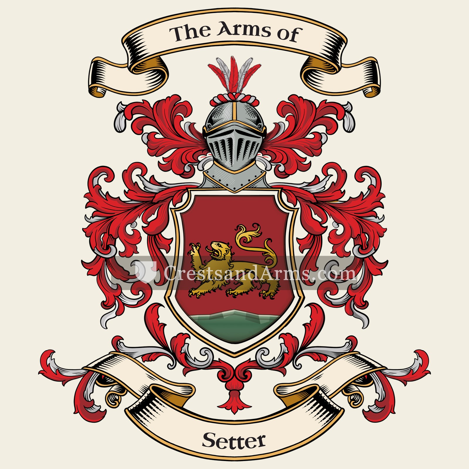 The Setter coat of arms, drawn from the recorded blazon
