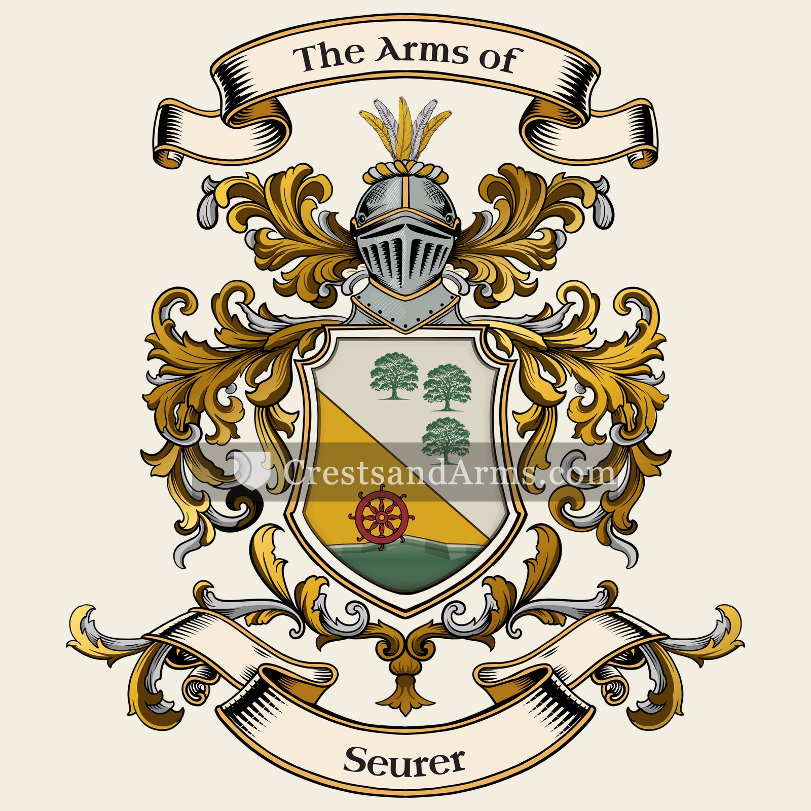 The Seurer coat of arms, drawn from the recorded blazon