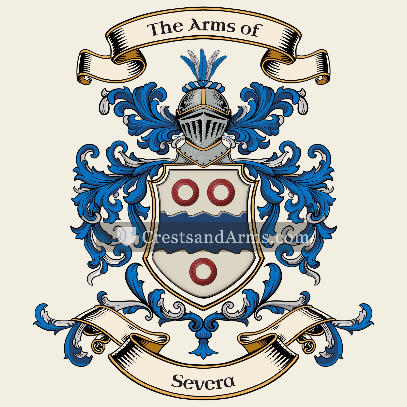 The Severa coat of arms, drawn from the recorded blazon