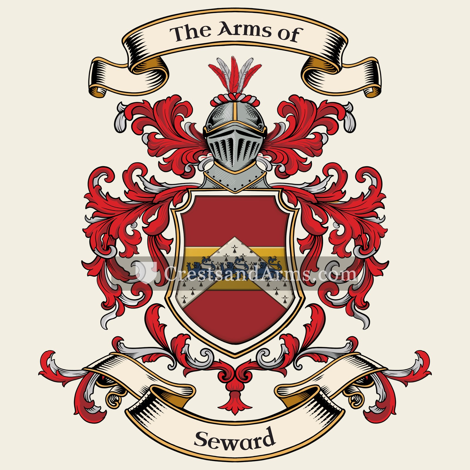 The Seward coat of arms, drawn from the recorded blazon