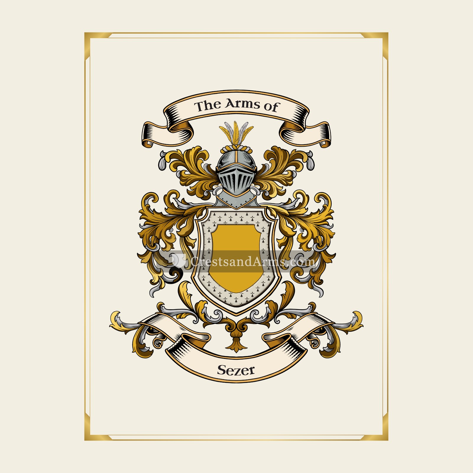 With gold border