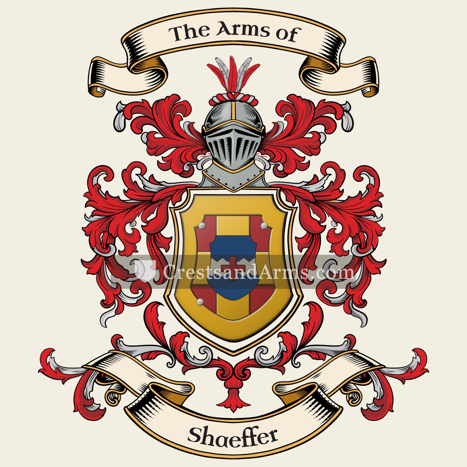 The Shaeffer coat of arms, drawn from the recorded blazon