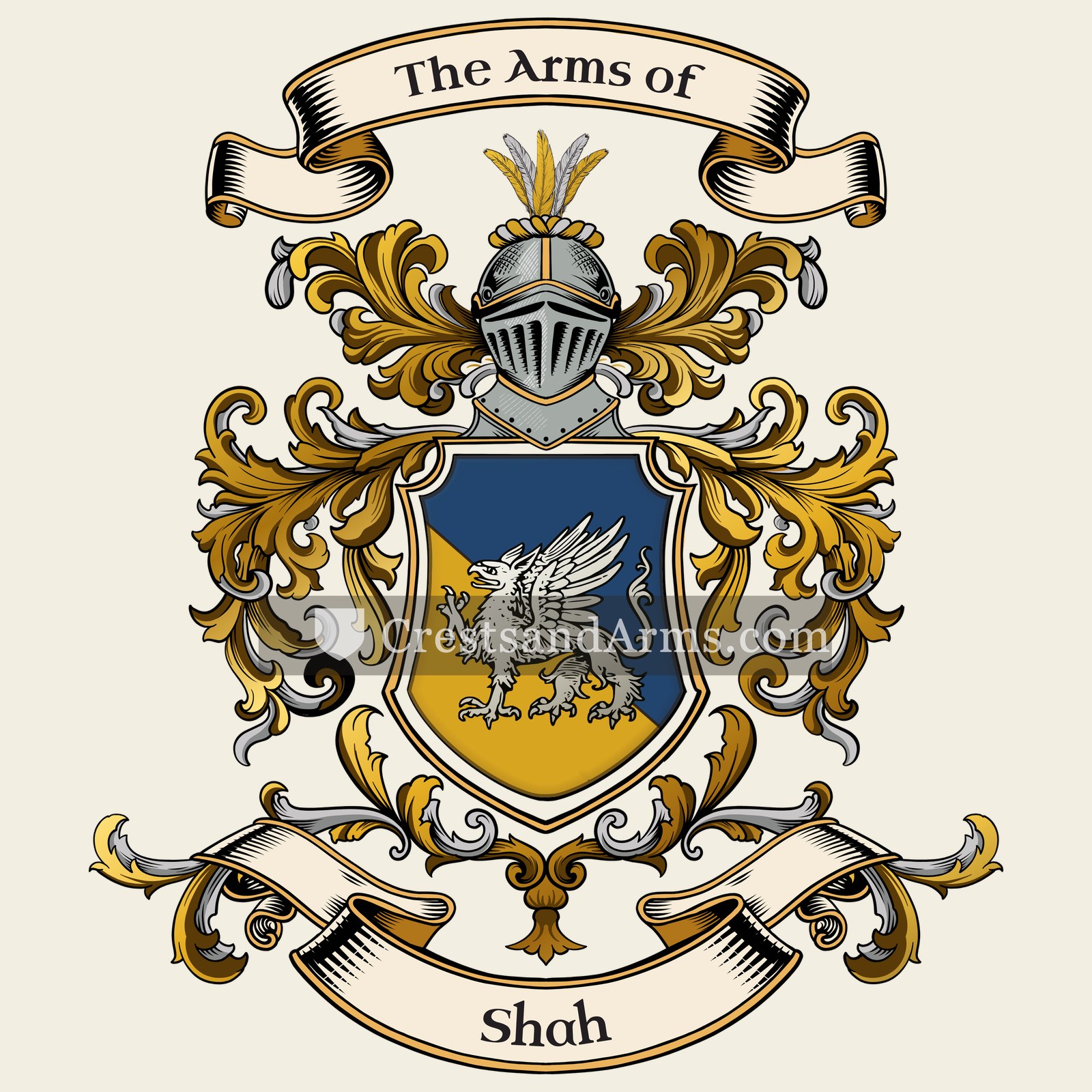 The Shah coat of arms, drawn from the recorded blazon