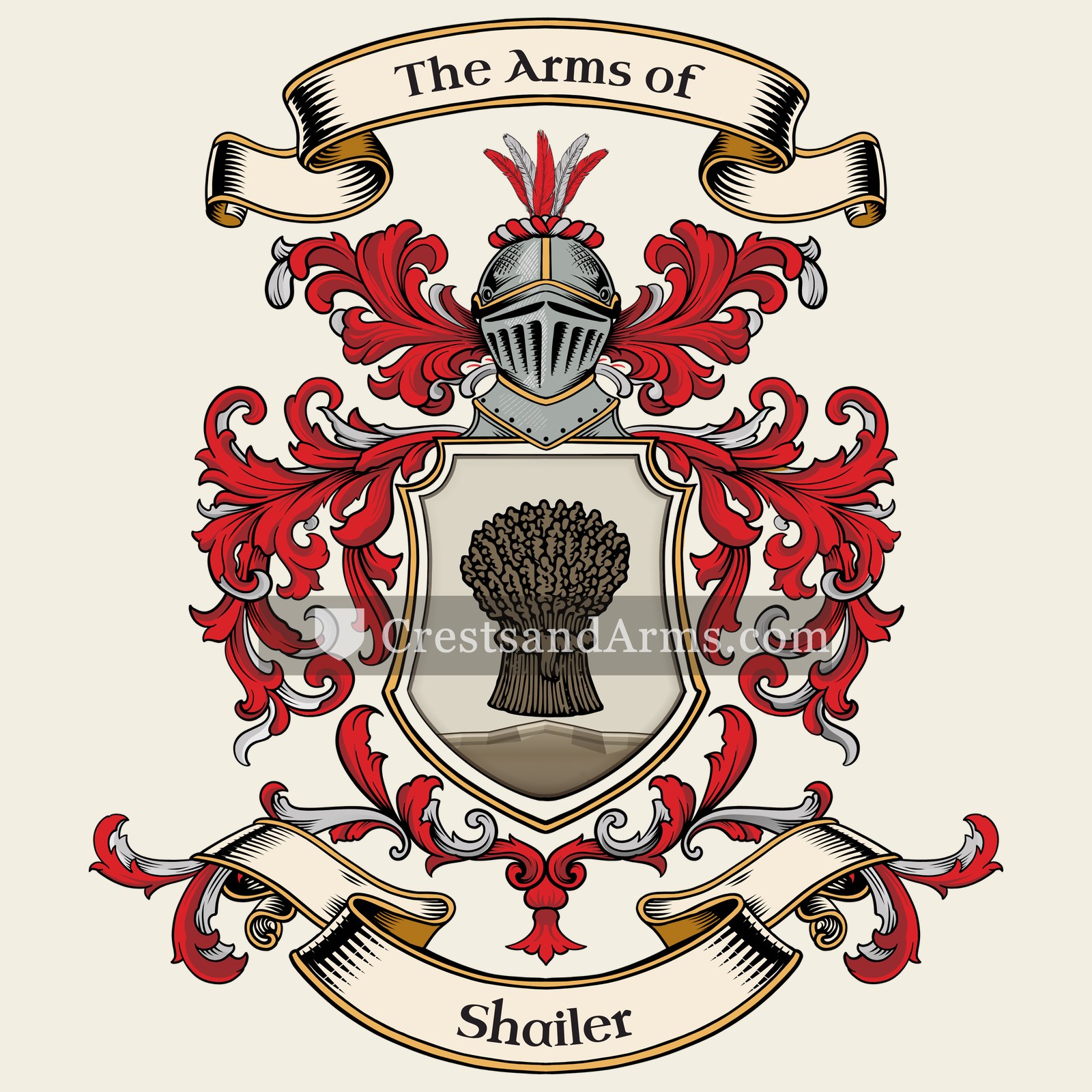The Shailer coat of arms, drawn from the recorded blazon