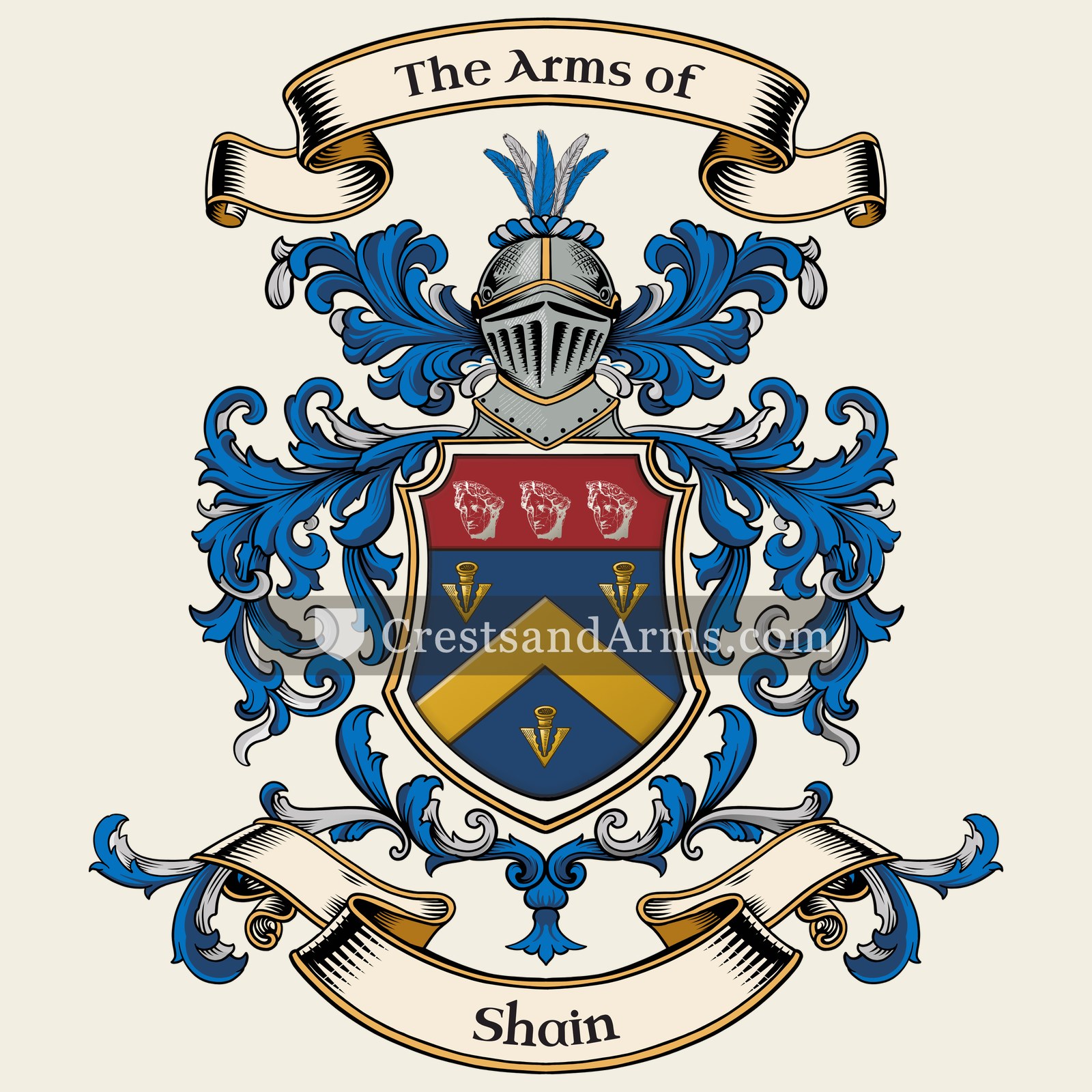 The Shain coat of arms, drawn from the recorded blazon