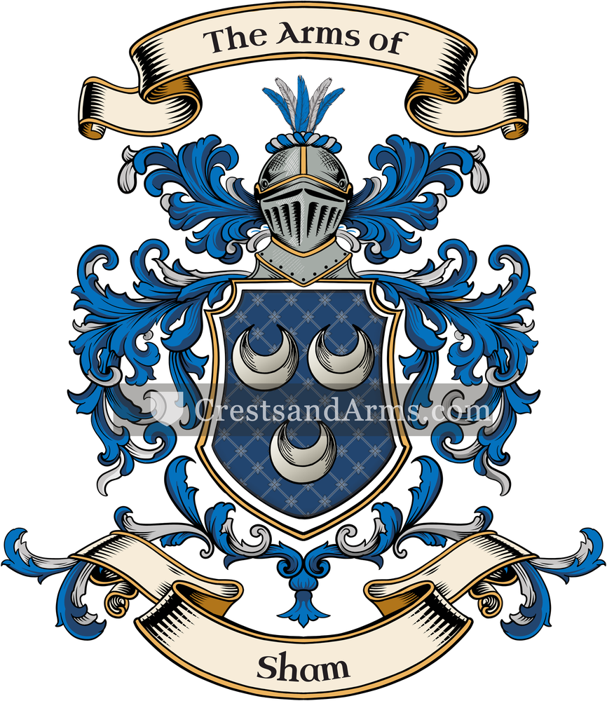 The Sham coat of arms, drawn from the recorded blazon