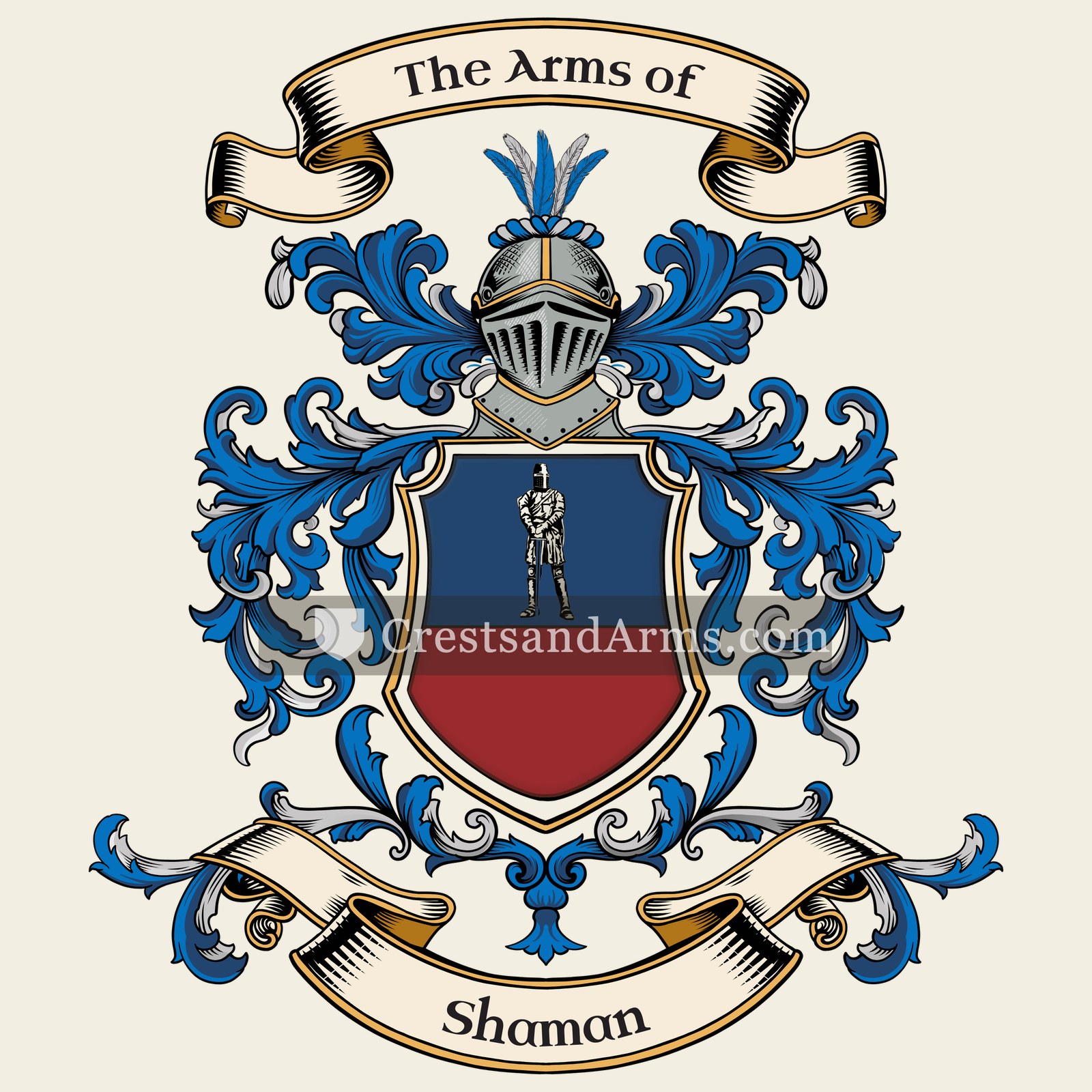 The Shaman coat of arms, drawn from the recorded blazon